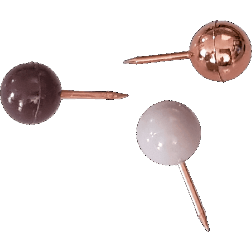 Кнопки канцелярские силовые 'deVENTE. Esthetics' диаметр 9 мм, с иглой цвета розовое золото, в форме шара, 40 шт в пластиковой коробке, ассорти 3 цвета (бургунди, лавандово-пепельн