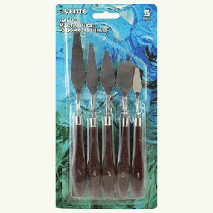 Набор мастихинов ' deVente ' 5шт: №1,2,3,4,5 деревянные ручки, блистер