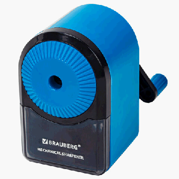 Точилка механическая BRAUBERG ULTRA для чернографитных и цветных карандашей, крепление к столу, цвет корпуса голубой с черным, 271342