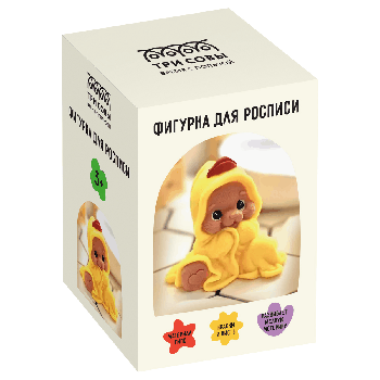 Набор для росписи из гипса ТРИ СОВЫ 'Мишка в костюме уточки', высота фигурки 7см, с красками и кистью, картонная коробка