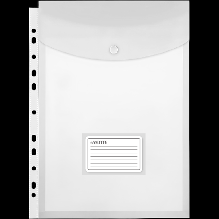 Папка-вкладыш с расширением и клапаном на кнопке 'deVENTE' A4 (235x320x20 мм) вертикальная, полипропилен 140 мкм конверт, 190 мкм клапан, расширение 20 мм, карман и этикетка для на