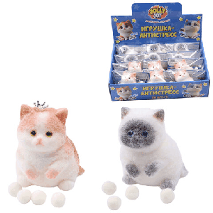 Игрушка-антистресс 'Котик малый', 9 см, ассорти, 2 цвета, дисплей, JOLLY JOT (ДЖОЛЛИ ДЖОТ), 666569