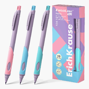 Карандаш механический ErichKrause ErgoLine Kids Pastel 2.0 мм, с точилкой, НВ (в коробке по 12 шт.)
