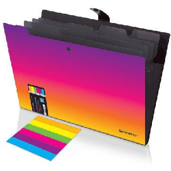 Папка-органайзер на кнопке 5 отделений, BRAUBERG GRADE, A4, желто-розовый градиент, 274093