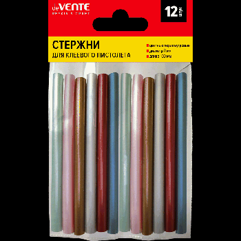 Клеевые стержни 'deVENTE. REPAIR & CRAFT' O 7 мм, цветные (ассорти) перламутровые, длина 100 мм, 12 шт в упаковке c картонным европодвесом