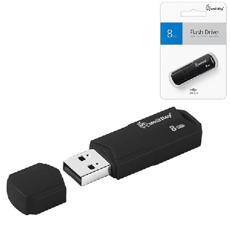 Флеш-диск ' SmartBuy ' 8GB Clue черный USB 2.0, пластик