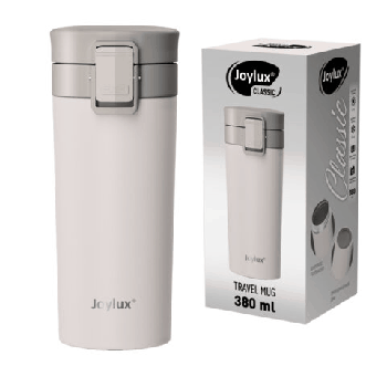 Термокружка 380 мл JOYLUX (ДЖОЙЛЮКС) CLASSIC, нержавеющая сталь SUS304, белый матовый, 700271
