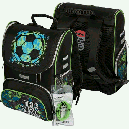 Ранец 'deVENTE. Mini. Football' школьный жесткий 35x26x20 см (14 л) вес 800 г, 1 отделение на замке с карманом для учебников, 1 передний карман на молнии, 2 боковых кармана на молн