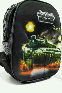 Ранец детский с ортопедической спинкой с объемный 'танчик', 300*360*110мм, 2 кармана на змейке, 2 ка мал