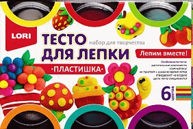 Тесто для лепки 6 цветов*80гр, 'Пластишка' классические цвета, картонная коробка