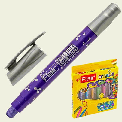Мелки гелевые ' Flair ' 6цв выдвижной стержень, с блестками,в картонной коробке, европодвес