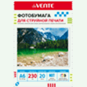 Фотобумага для струйной печати 'deVENTE' A6 (10x15 см), 20 л, 230 г/м?, матовая односторонняя, в пластиковом пакете с европодвесом