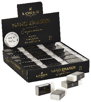 Ластик LOREX NANO SUPERIOR ECO-ПВХ 40х20х11 мм прямоуг. белый мягкий антипыль карт. держатель индив.штрих-код