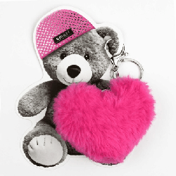 Брелок меховой арт. 70866 / 48 МИШКА В ШАПОЧКЕ ( размер подвеса: 90х90 мм, материал подвеса: искусственный мех; форма подвеса: сердце; цвет подвеса: малиновый; индивидуальная упако