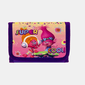 Кошелек детский 'Тролли', 1 отделение для бумажных денег, 1 отделение для мелочи, на липучке, полиэ