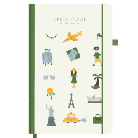 Скетчбук, слоновая кость 140 г/м2, 130х210 мм, 80 л., софт-тач, резинка, BRAUBERG ART CLASSIC, 'Traveler', 117775