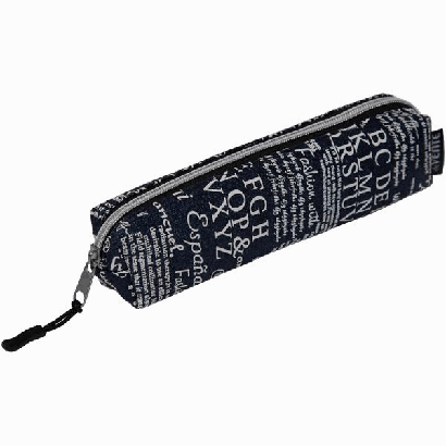 Пенал 'deVENTE. Text' 21x4x4 см, прямоугольный, на молнии, текстильный с искрящейся поверхностью, с подкладом, в пластиковом пакете, темно-синий мал