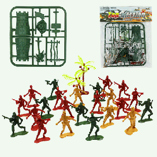 Набор солдатиков ' Top-mission ' 30 предметов в наборе: солдат - 23шт, башня - 2шт, пальма - 2шт, флаг, подставка для флага, указатель, забор, ПВХ пакет, европодвес