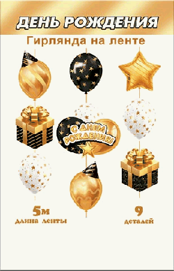 Гирлянда С днем рождения! (длина ленты 5 м)