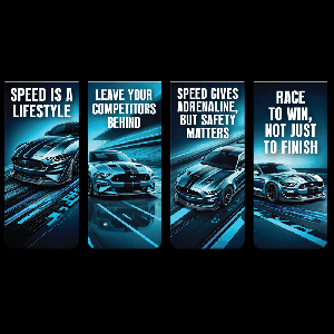 Набор закладок для книг 'deVENTE. Super Turbo' магнитных бумажных, 4 шт в блистерной упаковке, размеры закладок в сложенном виде 25x56,6 мм