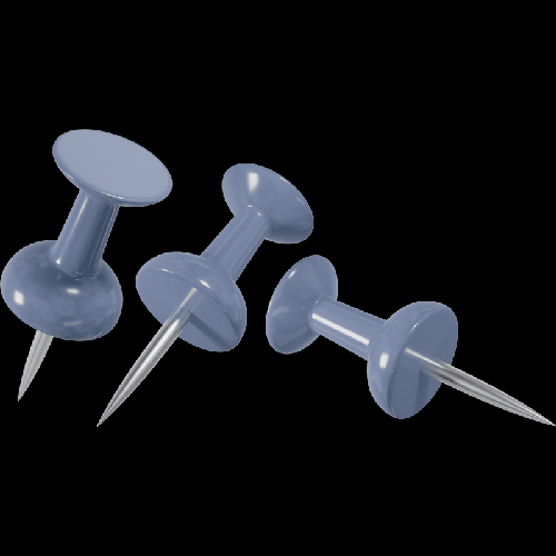 Кнопки канцелярские силовые 'deVENTE. sigNATURE' диаметр 9,6 мм, с иглой серебристого цвета, в форме гвоздика, 40 шт в пластиковой коробке, цвет сумеречный синий