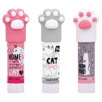 Клей-карандаш MESHU с топпером 'Paw', 8г, дисплей бокс, ПВП, ассорти