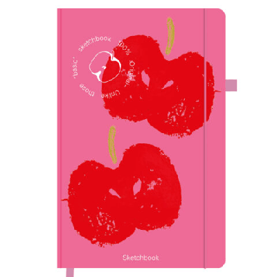 Скетчбук, слоновая кость 140 г/м2, 130х210 мм, 80 л., софт-тач, резинка, BRAUBERG ART CLASSIC, 'Red apples', 117773