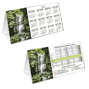 Календарь-домик табель (производственный) 210*100мм Водопад 2026г, мелованный картон 250г/м2 ' KWELT '