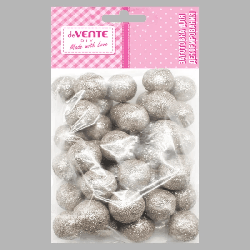 Заготовка пенопластовая ' deVente ' Шар Glitter d= 3см, серебряная, 20шт, пакет, европодвес