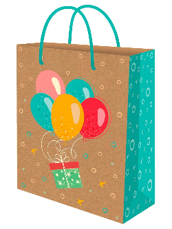 Пакет подарочный из крафт-бумаги 18x23x10см (craftM) Праздничное настроение, 130г (соб.раз) ППК-1241