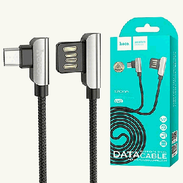 Кабель сетевой USB micro ' Hoco ' U42 черный, круглый, 1м, 2,4А, ткань