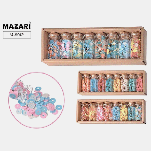 Пайетки декоративные ' Mazari ' №3 8цв*7г стеклянная колба, картонная упаковка