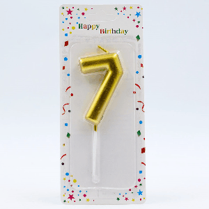 Свеча ЦИФРА '7' цвет золото 6см арт.1832 (12/600шт)