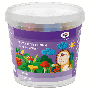Тесто для лепки Гамма 'Малыш', 07 цветов*30г, пластиковый стакан