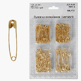 Булавки английские ' BLITZ ' №0-4 125шт ассорти под золото железо, в наборе: №0- 60шт, №1- 30шт, №2- 20шт, №3- 10шт, №4- 5шт, блистер