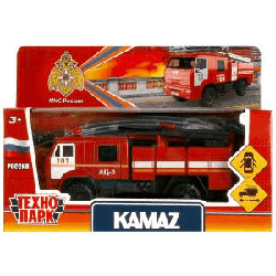 Машина металл КАМАЗ-43502 МЧС 15,5 см, двери, подв дет, инер, кор. Технопарк в кор.2*36шт