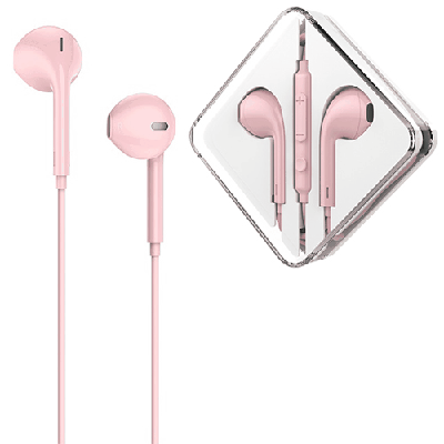Наушники ' Hoco ' M55 Memory sound розовые, вкладыши, проводные, микрофон, кнопка ответа, регулятор громкости, jack 3,5мм, длина - 1,2м