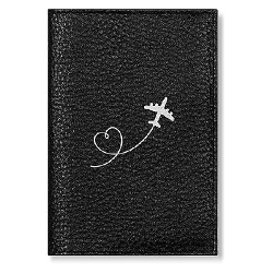 Обложка для паспорта ' Имидж ' Полет на черном, черная, с рисунком, натуральная кожа