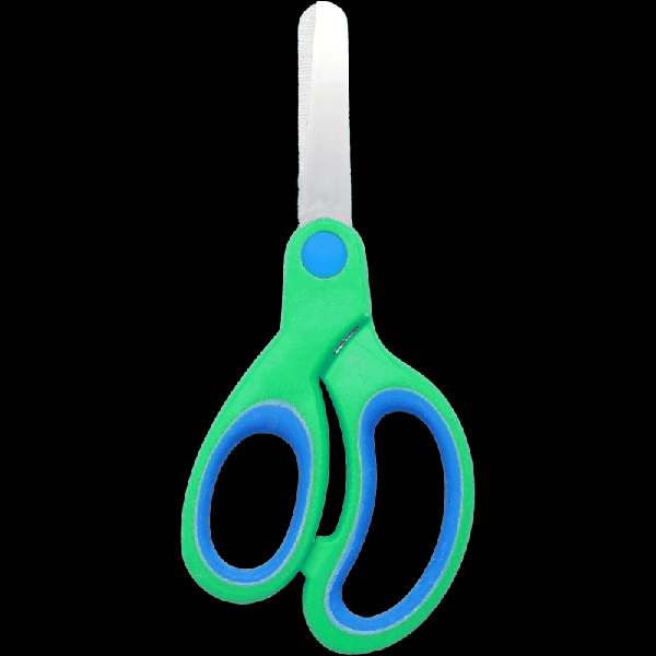 Ножницы детские 'deVENTE. Cosmo. Left Hand' 14,1 см, для левшей, с закругленными лезвиями, прорезиненными зелено-голубыми ручками, в картонном блистере
