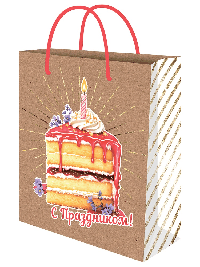 Пакет подарочный из крафт-бумаги 26,4x32,7x13,6 см (craft L) Тортик, 150 г (собс.разр) ППК-4022