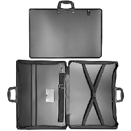 Папка для художника ' KWELT ' А3 3 отделения, черная, пластик, карман для визитки, ремень, с ручкой