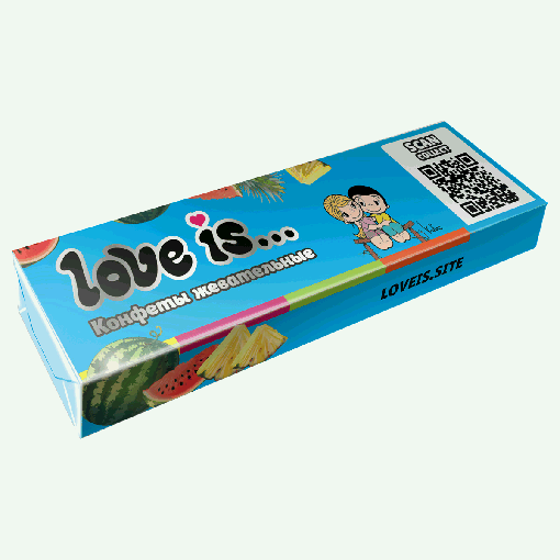Жевательная конфета LOVE IS со вкусом арбуз-тропик 18*12*25 г, шт