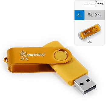 Флеш-диск ' SmartBuy ' 4GB Twist желтый USB 2.0, металл/пластик