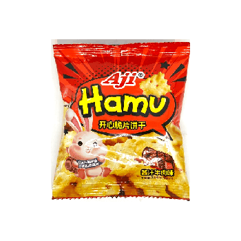 Печенье с чипсами, Aji Hamu! Счастливое, со вкусом говядины, 22гр. (20шт уп. / 12уп. в коробке)