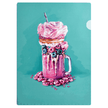 Папка-уголок для документов. РОЗОВЫЙ МИЛКШЕЙК. Формат А4. Размер: 22х31 см. Материал: полипропилен. Толщина: 180 мкм. Количество отделений - 1 отделение (-я). Отделка: УФ-печать, п