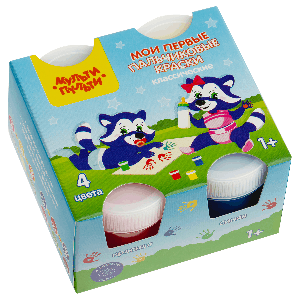 Краски пальчиковые классические Мульти-Пульти 'Мои первые пальчиковые краски', 4 цвета, 140 мл, для малышей, 1+, картон