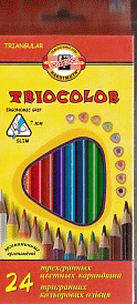 Карандаши цветные 'TRIOCOLOR' 24цв., трехгран., заточен., европодвес