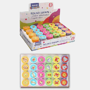 Штампик ' Mazari ' 2,2*3см ассорти (12 дизайнов), с пластиковым держателем, картонный дисплей