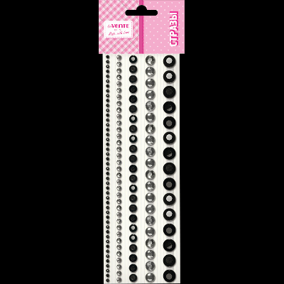 Стразы акриловые самоклеящиеся 'deVENTE. DIY Jewelry Inspiration' 130 шт, круглые, цвет черного бриллианта, 5 размеров, на подложке, в пластиковом пакете с блистерным подвесом