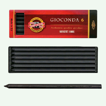 Уголь искусственный для рисования KOH-I-NOOR, набор 6 шт., 'Gioconda', средней мягкости, заточенный, пластиковая коробка, 8673002005PK